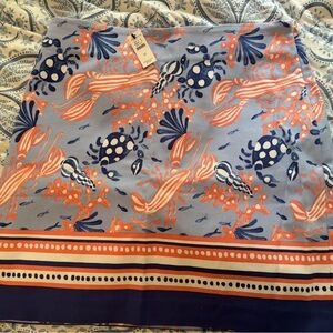 Talbots Coral and Blue Patterned Skirt